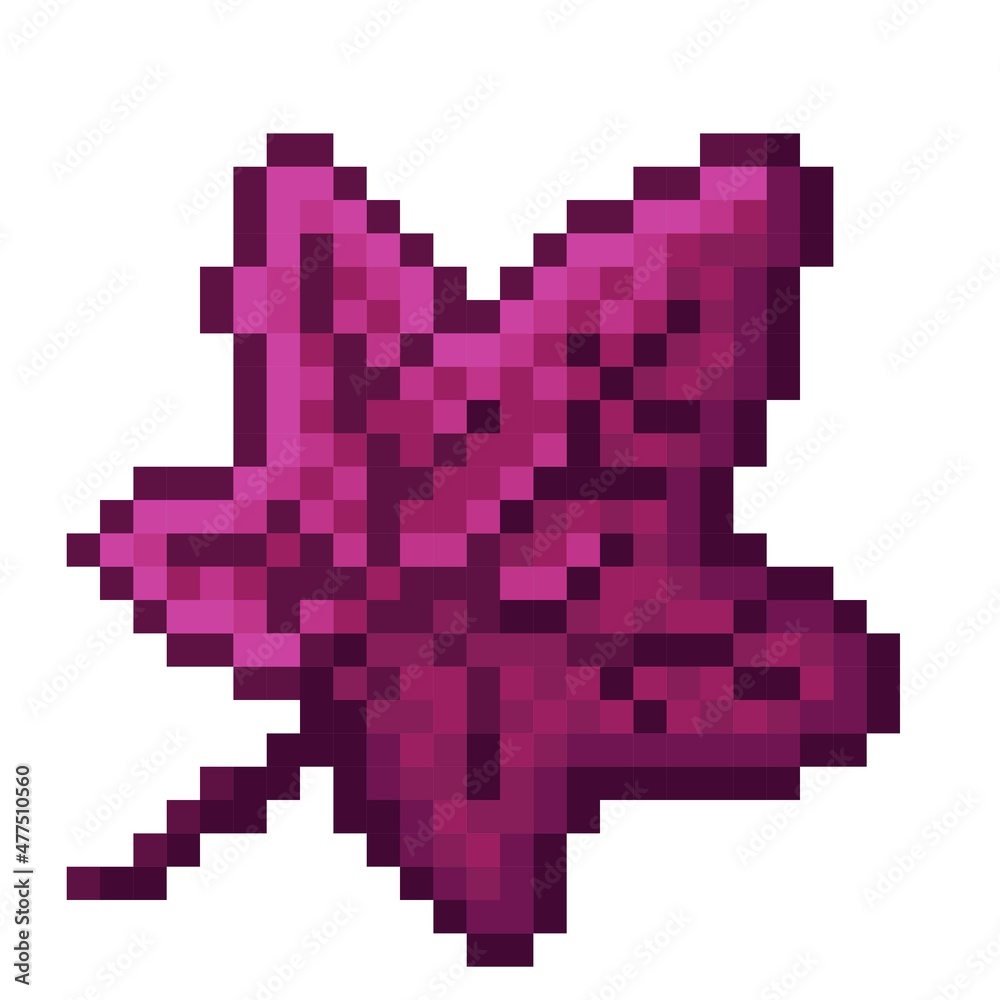 Naklejka premium Maple leaf pixel art. Vector illustration.