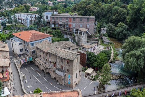Картината върху платно Subiaco, Roma, Italia - Panorama sul fiume Aniene - Italian Town