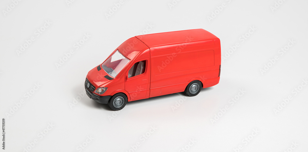 Plastic toys. Car model on a white background. The body of the van.