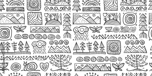 Abstract Nature Seamless Pattern for your design. Ethnic Ornament style