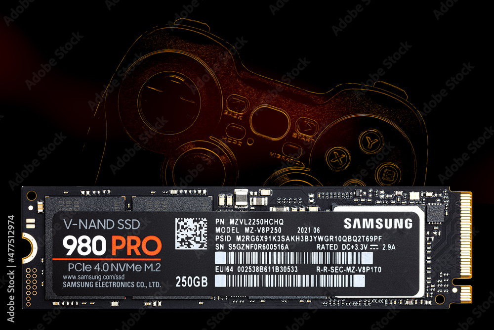 Samsung SSD 980 PRO PCle 4.0 NVMe M.2 on textured background Stock Photo |  Adobe Stock