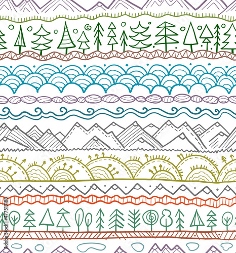 Abstract Nature Seamless Pattern for your design. Ethnic Ornament style