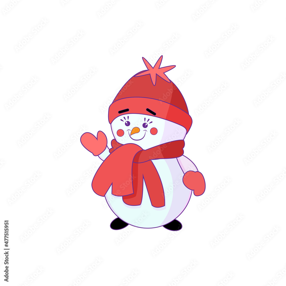 Isolated snowman with hat and scarf Vector illustration