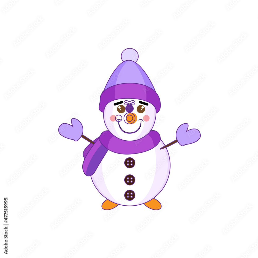 Isolated snowman with hat and scarf Vector illustration