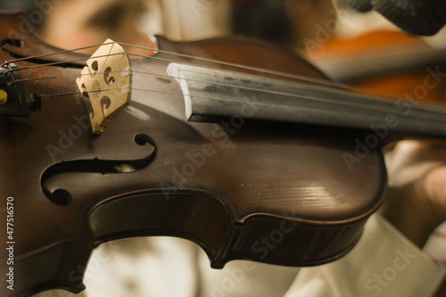 Side view of a classic violin
