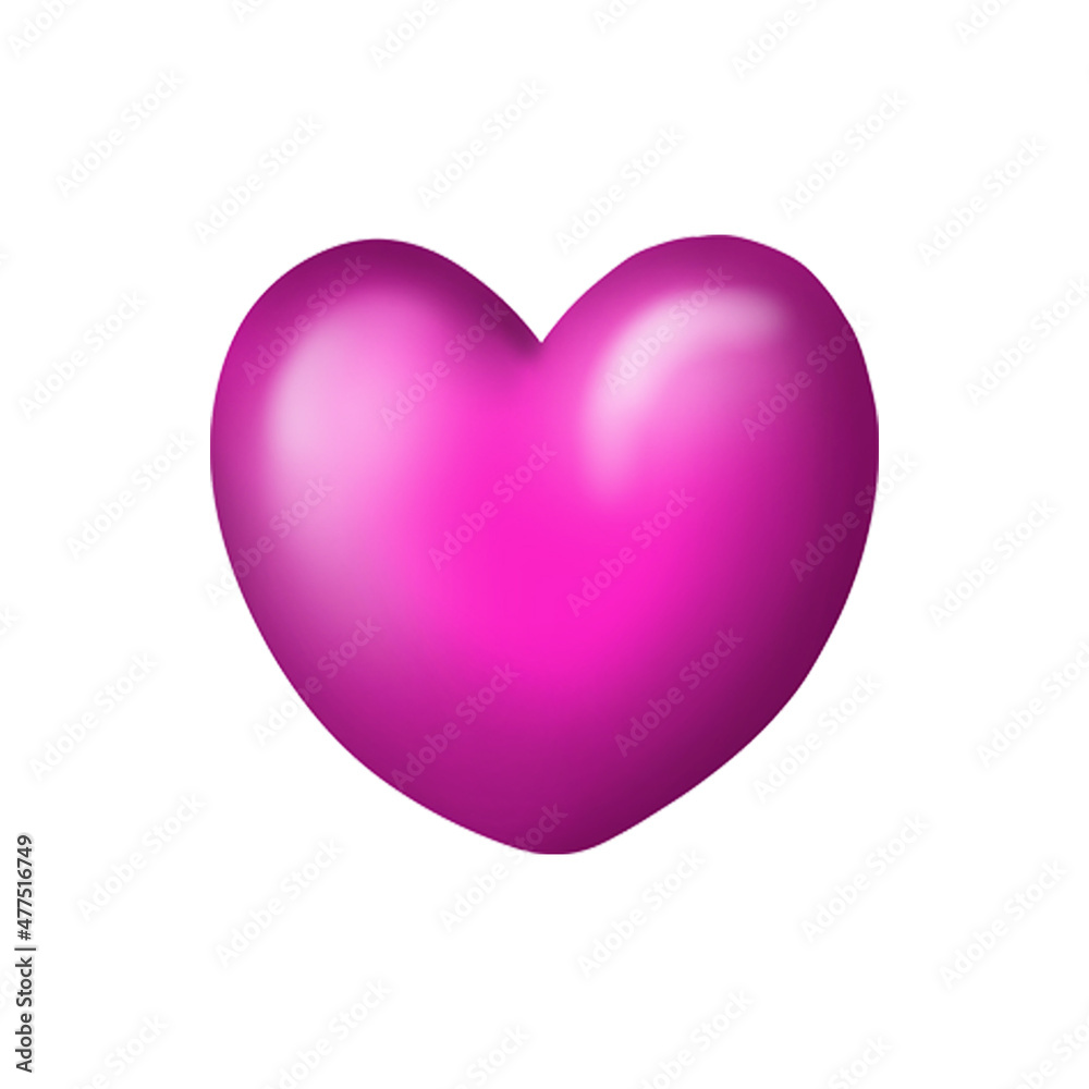 Pink three-dimensional heart on a white background. Design for Valentine's Day Pink three-dimensional heart on a white background. Design for Valentine's Day