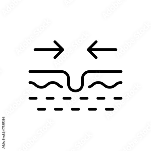 Pore Narrowing Line Icon. Facial Skin Care Cleansing Linear Pictogram. Process of Narrowing Pore Skin Treatment Outline Icon. Pore Cleansing. Editable Stroke. Isolated Vector Illustration