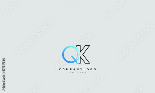 Alphabet letters Initials Monogram logo QK, QK INITIAL, QK letter photo