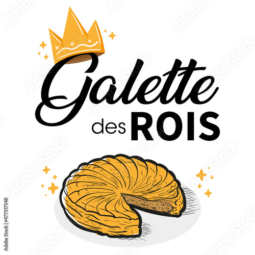 Galette des rois - Illustrations de couronne et gateau pour l'épiphanie