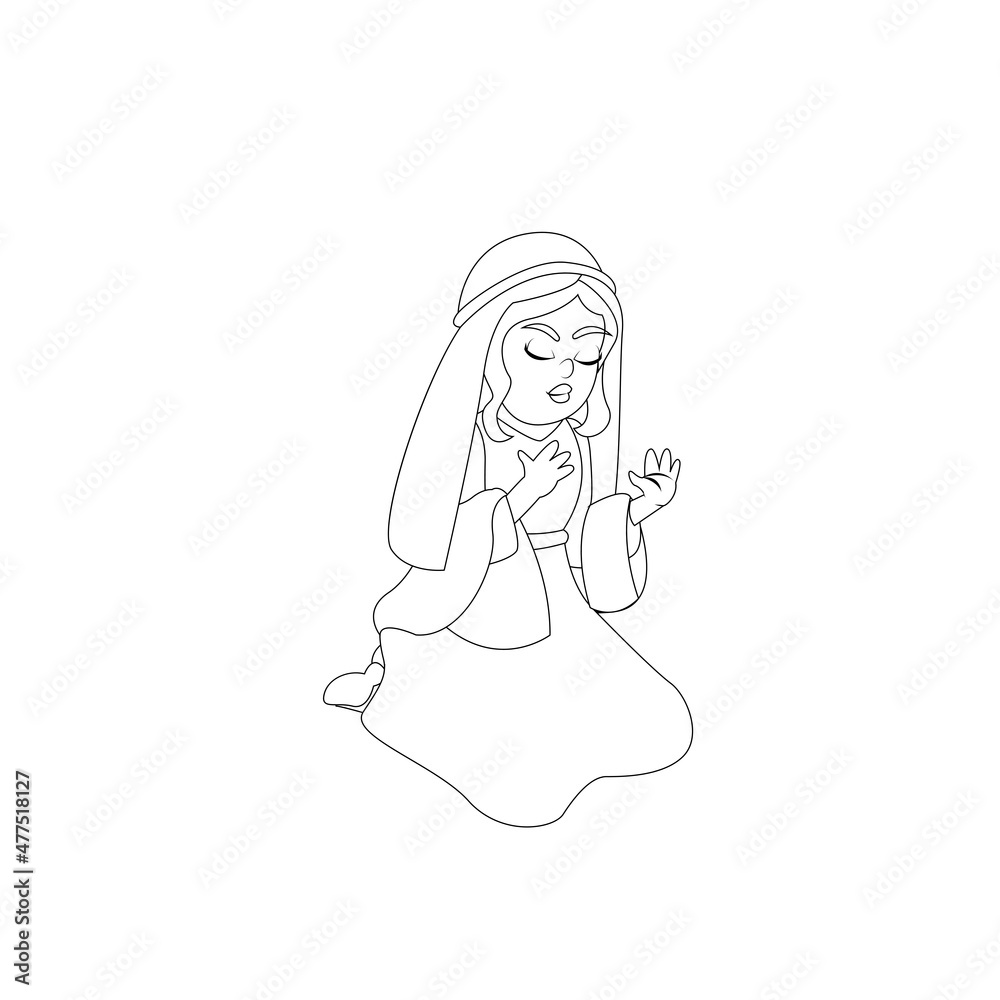 Virgin mary character of nativity Vector illustration Virgin mary character of nativity Vector illustration
