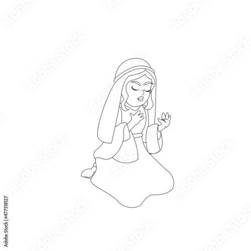 Virgin mary character of nativity Vector illustration