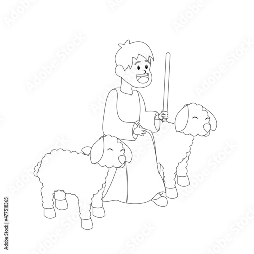 Isolated happy shepherd nativity character Vector illustration