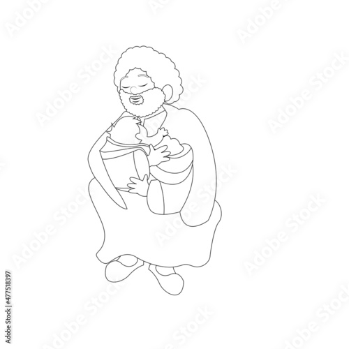 Saint Joseph with baby Jesus Christmas character Vector illustration