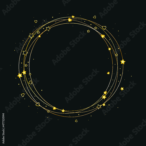 Abstract background with circle, stars and hearts. Beautiful frame for valentines day, christmas day, birthday...