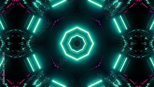 Neon Disco Lights And Futuristic Hi-Tech Sci Fi Illustration Background Wallpaper Texture for Banners, Web Templates, Titles, Texts, Flyers, Book Covers and ect.