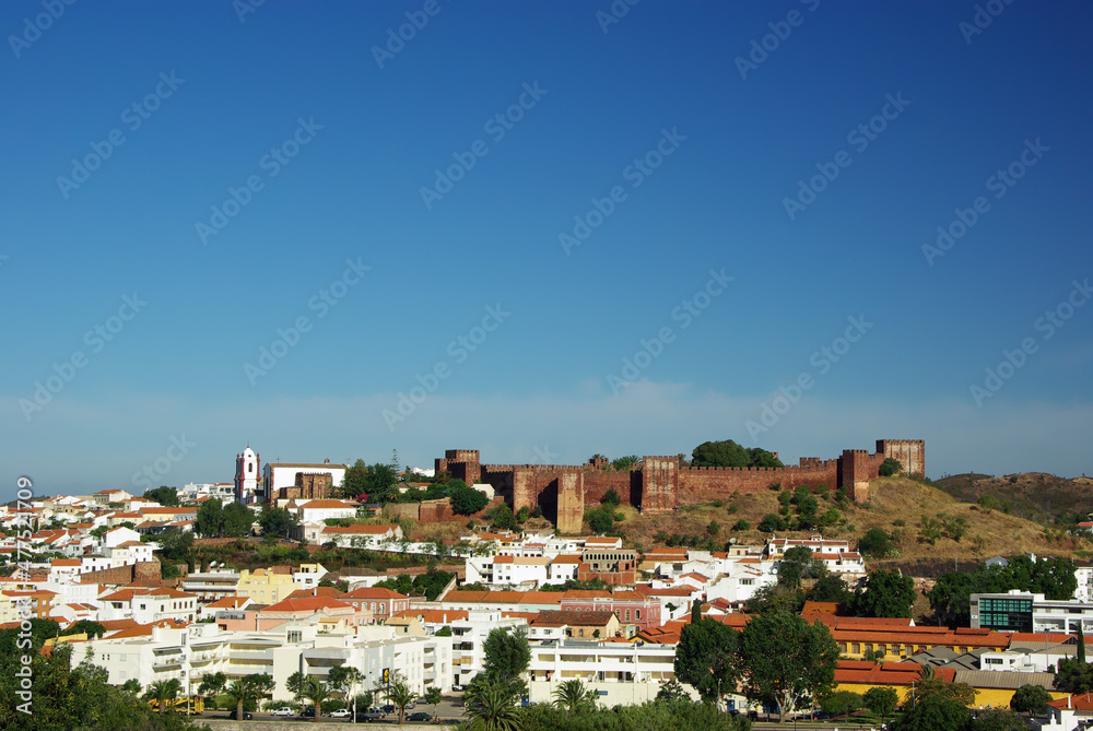 Citiscape of the town and castle of Silves in Algarve, Portugal