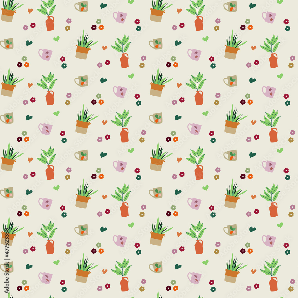 Boho vector pattern with plants leaves and abstract elements
Boho vector pattern with plants leaves and abstract elements