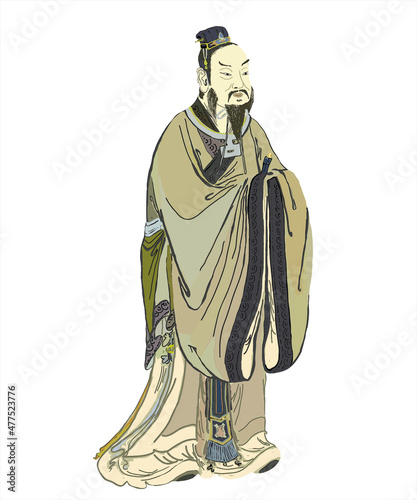 Mencius; or Mengzi was a Chinese Confucian philosopher. Vector photo