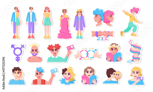 Set trans love gender human illustration vector