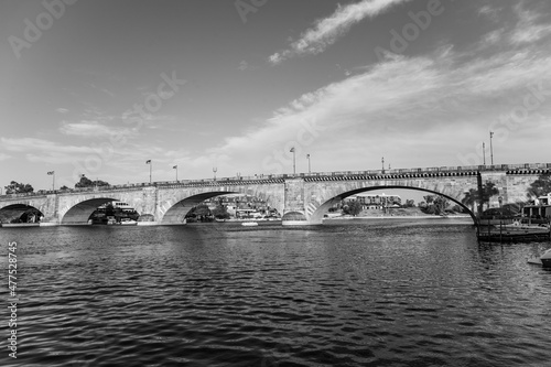 London Bridge in Lake Havasu, old historic bridge rebuilt with original stones in America