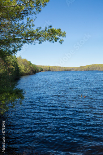 Open water of New Britain Reservoir in Wolcott, Connecticut.