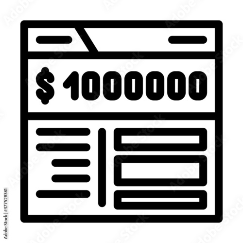 millionaire bank account line icon vector. millionaire bank account sign. isolated contour symbol black illustration