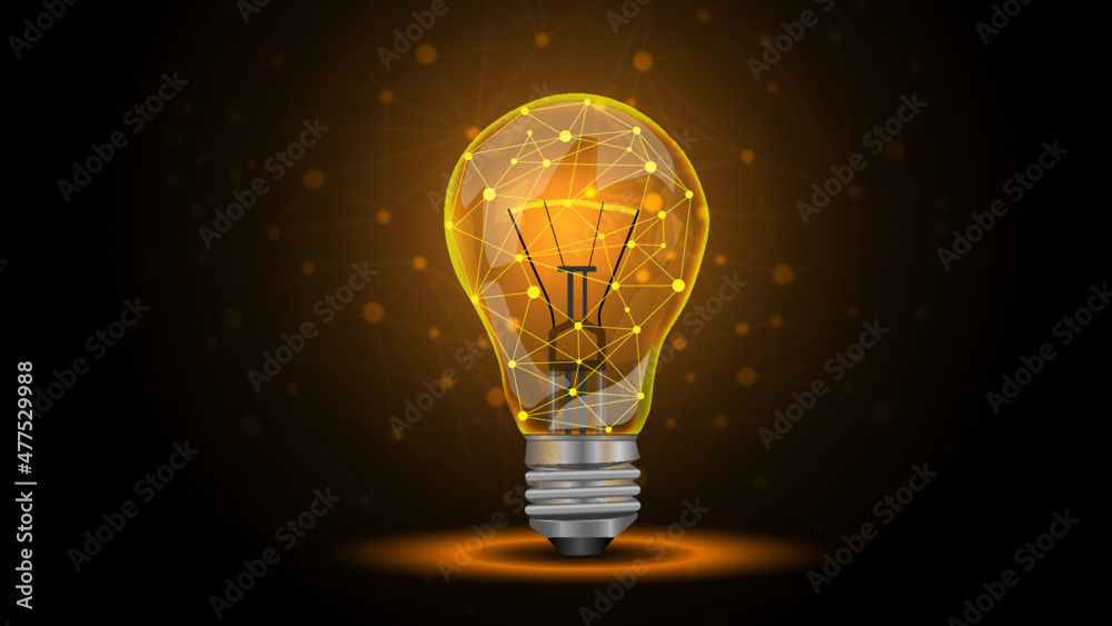 Abstract lamp on  vector digital effect background. 