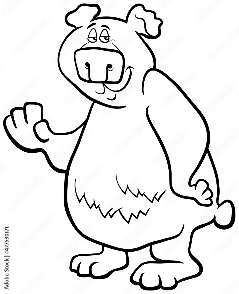 cartoon bear animal character coloring book page cartoon bear animal character coloring book page