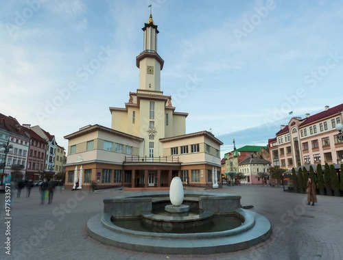 Time-lapse of City Hall in Ivano-Frankivsk photo