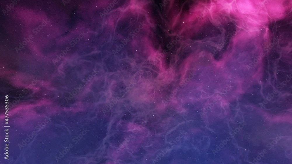 Deep space nebula with stars. Bright and vibrant Multicolor Starfield Infinite space outer space background with nebulas and stars. Star clusters, nebula outer space background 3d render