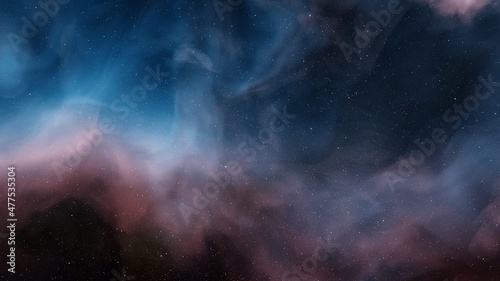 Deep space nebula with stars. Bright and vibrant Multicolor Starfield Infinite space outer space background with nebulas and stars. Star clusters, nebula outer space background 3d render
