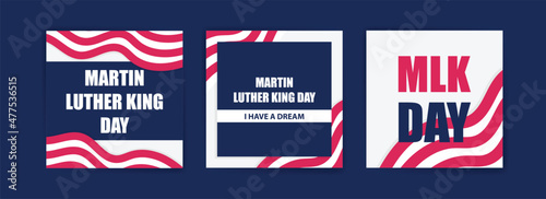 Martin Luther King Day celebrate cards set with United States national flag. vectors for cards, banners and posters.