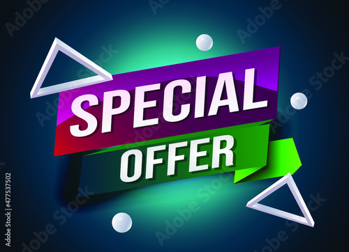 Special offer tag. Banner black design template for marketing. Special offer promotion or retail. background banner modern graphic design for store shop, online store, website, landing page