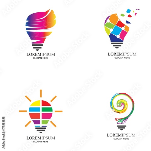 Colorful lightbulb logo designs concept creative icon symbol technology logo bulb logo designs
