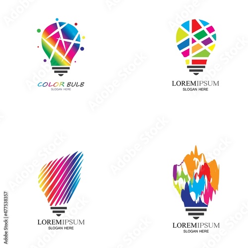 Colorful lightbulb logo designs concept creative icon symbol technology logo bulb logo designs