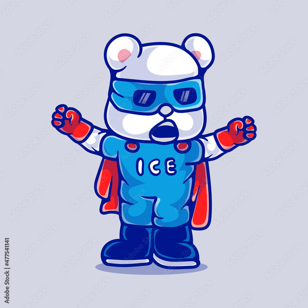 Fototapeta premium cute superhero polar bear illustration