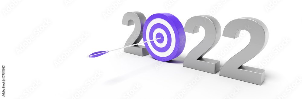 Happy New Year Background. Target for 2022. 3D illustration Happy New Year Background. Target for 2022. 3D illustration