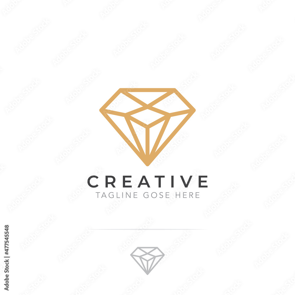 Fototapeta premium Abstract Elegant Diamond Jewelry Line Logo Design Template