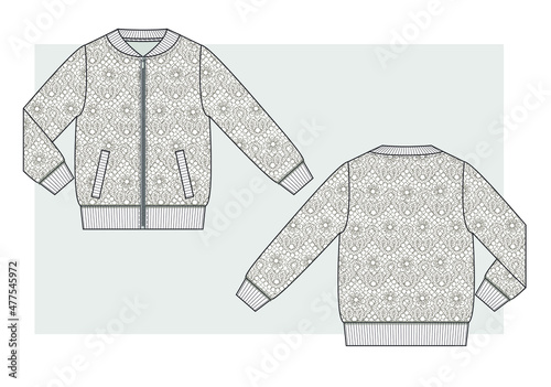 Bomber Jacket from lace technical sketch.