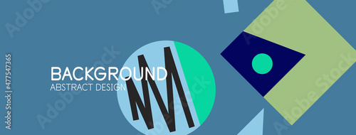 Abstract background. Blocks, lines, triangles, circles composition. Techno or business concept for wallpaper, banner, background, landing page
