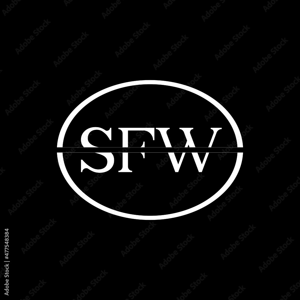 SFW letter logo design with black background in illustrator, vector