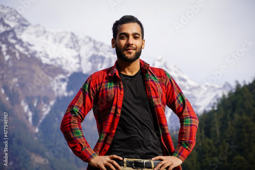 Man image in mountains HD photo
