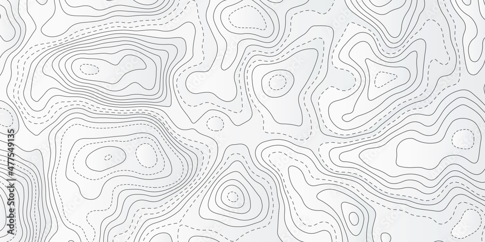 Fototapeta premium Vector contour topographic map background. Topography and geography map grid abstract backdrop, Vector illustration of topographic line contour map, black-white design, Luxury black abstract line art.