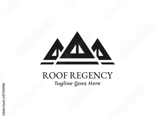 Triangular triangular silhouette as a roof depiction for housing logo