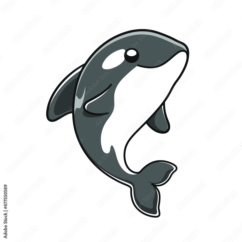 Cute Orca whale vector illustration. Killer whale cartoon clipart. Stock  Vector | Adobe Stock