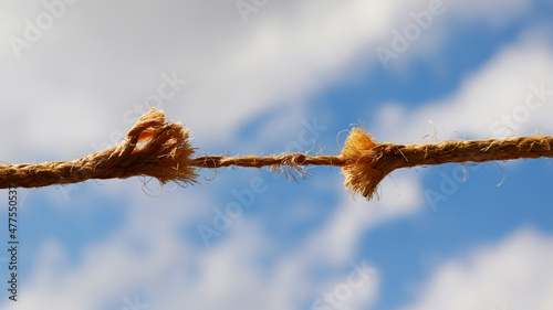 Canvas Print the rope stretched to the maximum, almost breaking