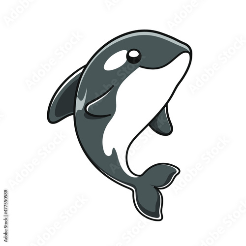 Cute Orca whale vector illustration. Killer whale cartoon clipart.