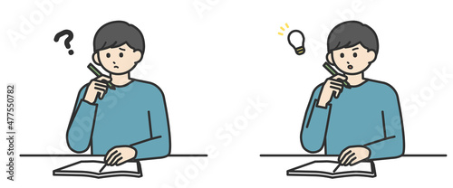 勉強をする男の子のイラスト素材