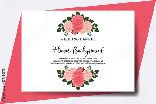 Wedding banner flower background  Digital watercolor hand drawn Dahlia Flower design Template