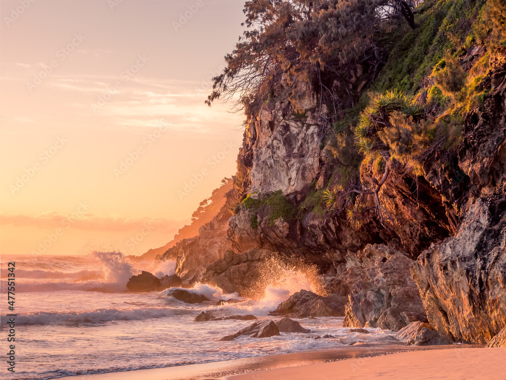 Coastal Sunrise with Sea Cliffs Frenchmans Beach Stradbroke Island Coastal Sunrise with Sea Cliffs Frenchmans Beach Stradbroke Island